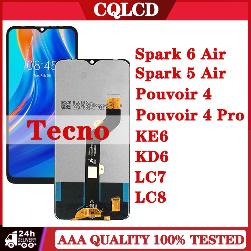 อะไหล่หน้าจอสัมผัส LCD แบบเปลี่ยน สําหรับ Tecno Spark 6 Air KE6 LCD Spark 5 Air KD6 LCD Pouvoir 4 LC