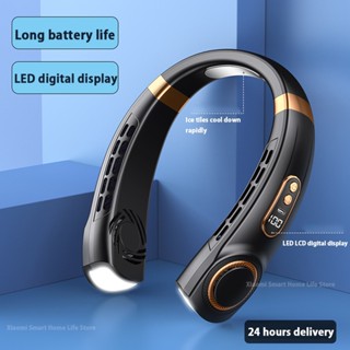 Xiaomi พัดลมคล้องคอแบบพกพา USB มือถือปิดเสียง LED จอแสดงผลดิ…
