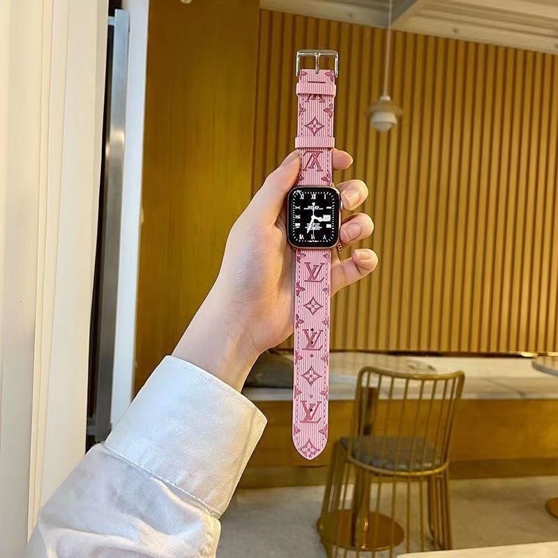 [Higsh Chuality]Rai หนังสีชมพู Emed เหมาะสําหรับ Applewatch Watch Apple S876 สายรัดความรู้สึกระดับพรีเมียม