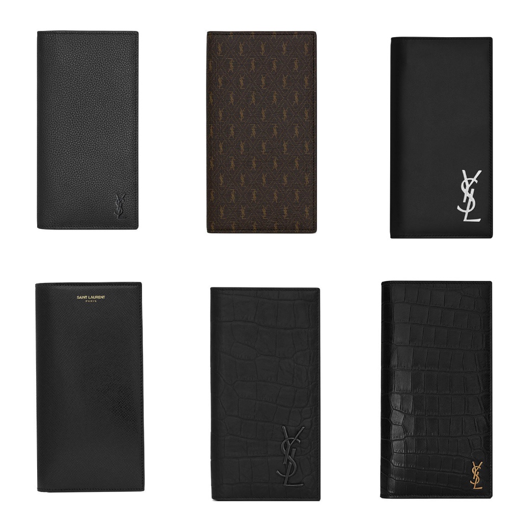 YSL/Yves Saint Laurent/กระเป๋าสตางค์ผู้ชาย/กระเป๋าสตางค์พับยาว/ของแท้ 100%