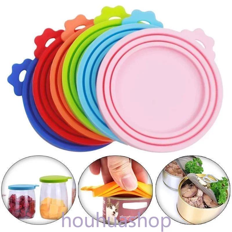 พร้อมส่ง ฝาครอบกระป๋องอาหารสัตว์เลี้ยง แบบซิลิโคน พร้อมช้อน ใช้ซ้ําได้ สําหรับสุนัข แมว 1 ชิ้น