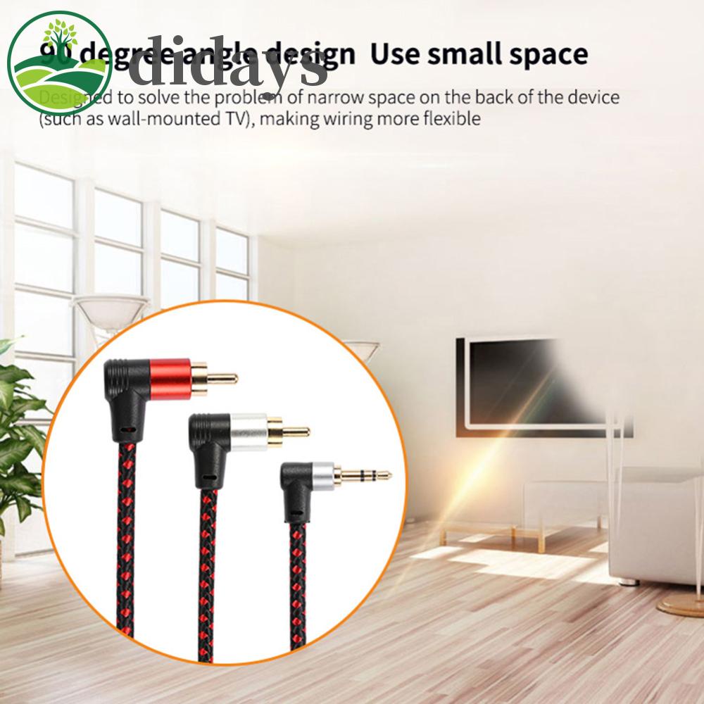 สายสัญญาณเสียง 90 องศา 3.5 มม. ตัวผู้ เป็น RCA ตัวผู้ ประหยัดพื้นที่ อุปกรณ์เสริม