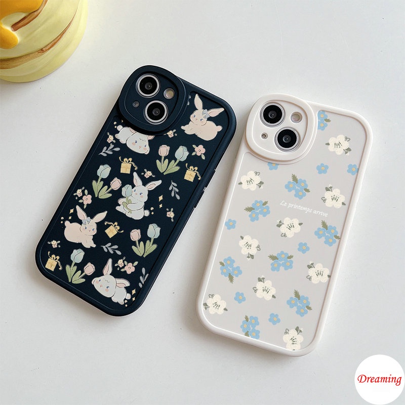 เคสโทรศัพท์มือถือ แบบนิ่ม ลายดอกไม้ และกระต่าย สําหรับ OPPO Reno 8T 8Z 7Z 6 5F 4F 3 A7 A5S A5 A9 A3S A12E A1K A83 F11 F9 A98 A94 A93 A79 A78