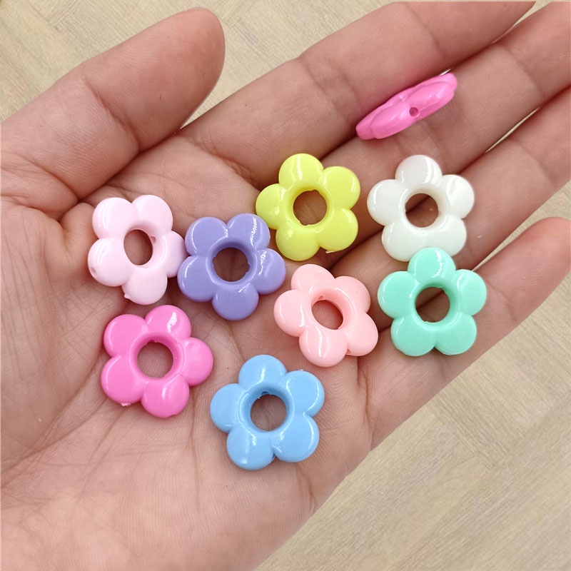 ลูกปัดดอกไม้กลวง แฮนด์เมด 19 มม. 10 ชิ้น สําหรับทําเครื่องประดับ อะคริลิค DIY
