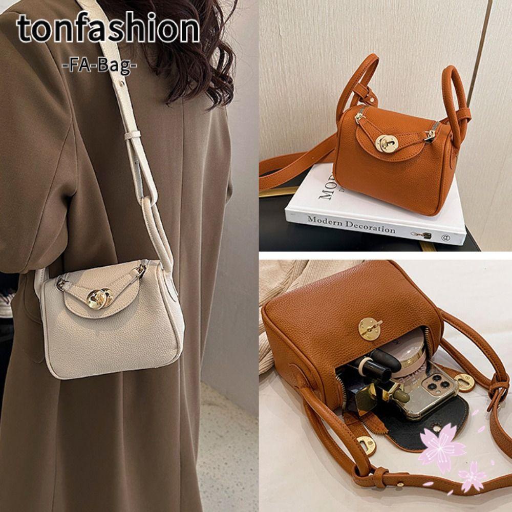Tonfashion กระเป๋าถือ กระเป๋าสะพายไหล่ สะพายข้าง หนัง Pu ความจุสูง สีพื้น สไตล์มินิมอล สําหรับสตรี