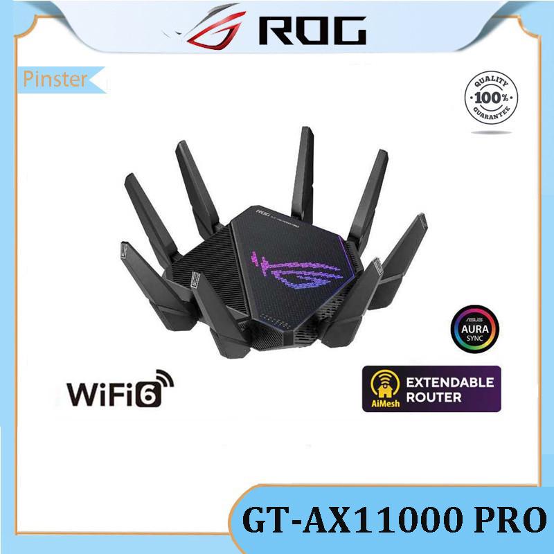 Rog เราเตอร์เกมมิ่ง GT-AX11000 PRO ri-Band WiFi 6 ความเร็วสามระดับ รองรับตาข่าย
