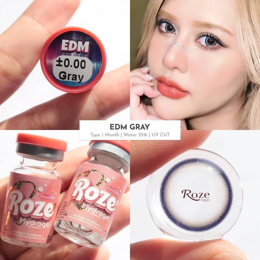 'บิ๊กอายลายฮิต'Rozeลาย EDM rozelens คอนเเทคเลนส์ บิ๊กอายปังสุด bigeye gray brown 'สายตาปกติ'