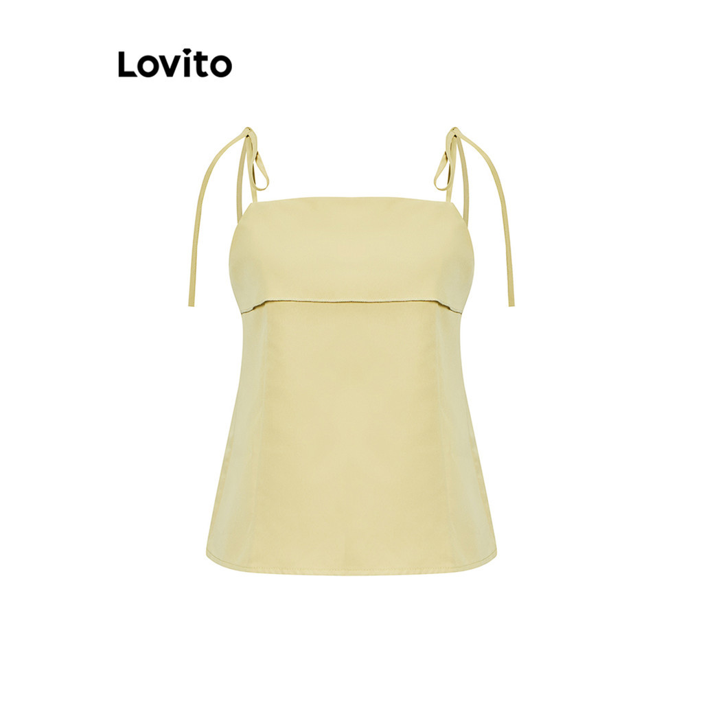 Lovito เสื้อกล้ามลูกไม้ธรรมดาหรูหราสำหรับผู้หญิง L100MD501