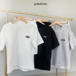 ชุดเซต เสื้อ+กางเกงขาสั้น ผ้าวาฟเฟิล ปั๊มลาย ( M - 2 XL ) พร้อมส่ง