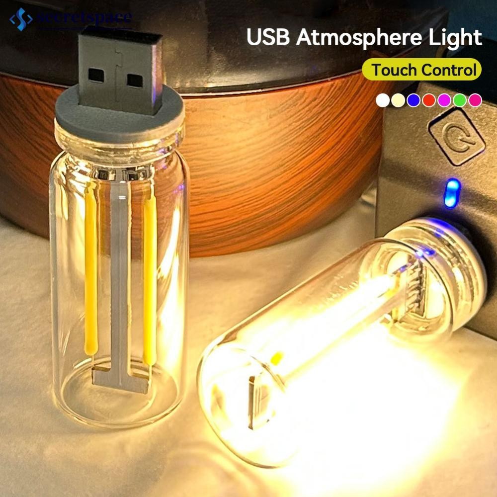 Secretspace 1 PC Touch Control รถ USB LED Light บรรยากาศหลอดไฟหลอดไส้ LED Filament Night ตกแต่ง B6O7
