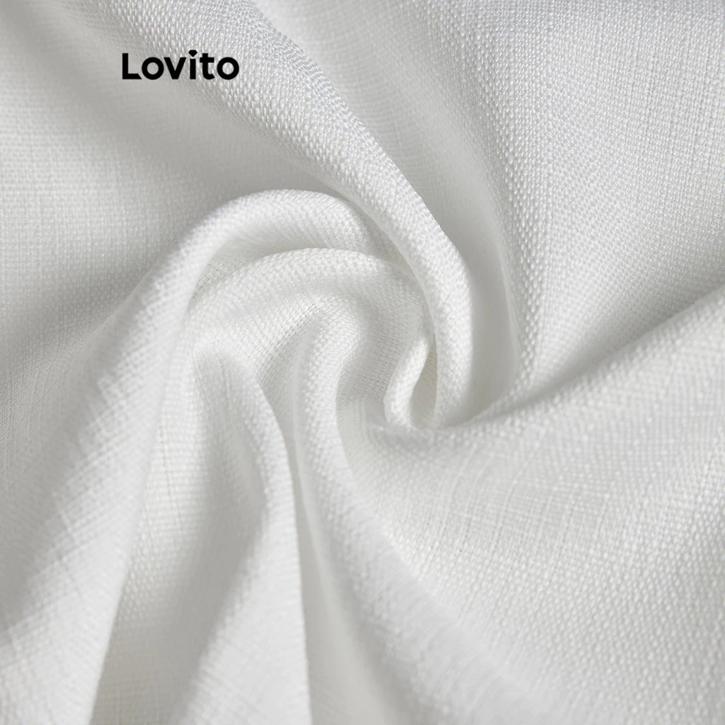 Lovito กางเกงขาสั้น 2 in 1 ซิปปลอม L58AD066 สีขาว thumbnail 5