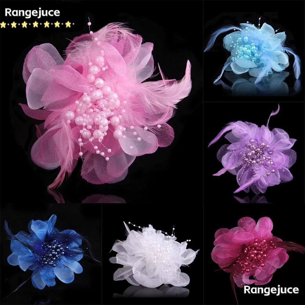 Rangejuce เสื้อยกทรงผู้หญิง, เข็มกลัดดอกไม้ศิลปะขนนกลูกปัดสีทึบ, เข็มกลัดปกขนาดใหญ่สไตล์เกาหลี
