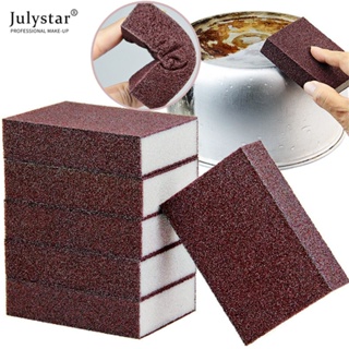 JULYSTAR ฟองน้ำ Emery Magic ฟองน้ำทำความสะอาดกระทะหม้อ Scrubber Carborundum เครื่องมือทำความสะอาดเครื่องครัวฟองน้ำ