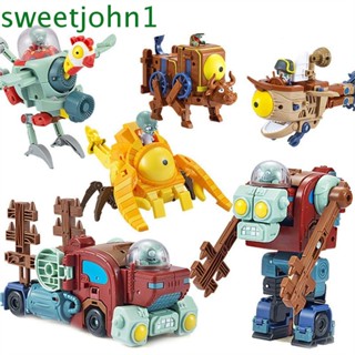 Sweetjohn โมเดลหุ่นยนต์ผีดิบ Transforming Action Figure Zombie Robot 5 in 1 Mech PVZ ของเล่นสําหรับเด็ก