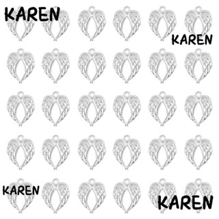 Karen จี้รูปปีกนางฟ้า สีเงิน 21x17 มม. 60 ชิ้น