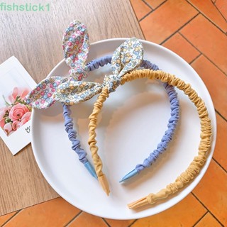 Fishstick1 ที่คาดผม พิมพ์ลายดอกไม้ หูกระต่าย น่ารัก สําหรับเด็กผู้หญิง