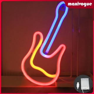 [Maxivogue] โคมไฟนีออน LED รูปกีตาร์ สําหรับปาร์ตี้คริสต์มาส ห้องนอน