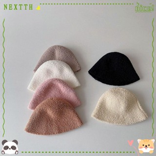 Nextth หมวกบักเก็ต แบบนิ่ม ให้ความอบอุ่น สีพื้น สไตล์ชาวประมง แฟชั่นฤดูใบไม้ร่วง และฤดูหนาว สําหรับเด็กผู้หญิง