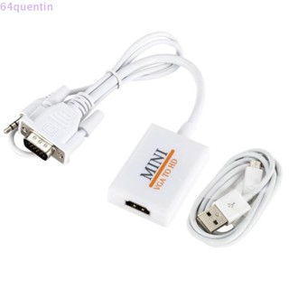 Quentin อะแดปเตอร์แปลงสายเคเบิล VGA เป็น HDMI HD HDMI สีดํา ขาว สําหรับ PC DVD HD Set-top Box โปรเจคเตอร์