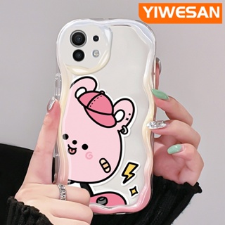 เคสโทรศัพท์มือถือแบบนิ่ม ใส กันกระแทก ลายการ์ตูนหมีสีชมพู สีมาการอง สําหรับ Xiaomi 12T Pro 11 Lite 5G NE 12 Lite