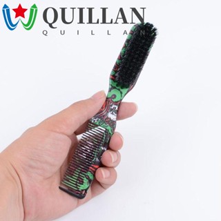 Quillan แปรงทําความสะอาดเครา แบบสองด้าน ลายพราง ป้องกันไฟฟ้าสถิตย์ 2-in-1 สําหรับร้านเสริมสวย