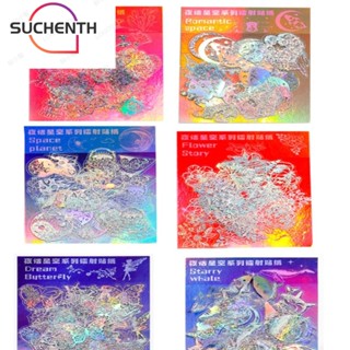 Suchenth สติกเกอร์โฮโลแกรม PET สีเงิน ฟอยล์สีทอง สําหรับตกแต่ง DIY 270 ชิ้น