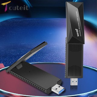 Tcuteit อะแดปเตอร์ WiFi 6E USB WiFi USB 3.0 Tri-Band 2.4G 5G 6G USB WiFi เข้ารหัสโปรแกรมสุนัข ฟรีไดรเวอร์