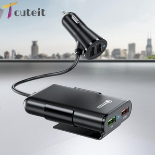 Tcuteit ที่ชาร์จโทรศัพท์มือถือในรถยนต์ USB 4 พอร์ต 40W 8A สําหรับแล็ปท็อป สมาร์ทโฟน กล้อง PSP