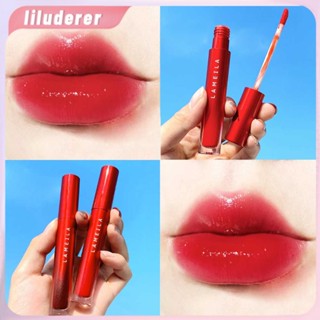 หลอดสีแดง Velvet Lip Glaze กระจกเงาน้ำไม่ง่ายที่จะจางหาย สีมะเขือเทศ Fair Air Matte Mist Lip Glaze กันน้ำ HO