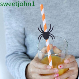 Sweetjohn หลอดดูดน้ํา ค้างคาว กระดาษธีมฮาโลวีน แบบใช้แล้วทิ้ง 25 ชิ้น