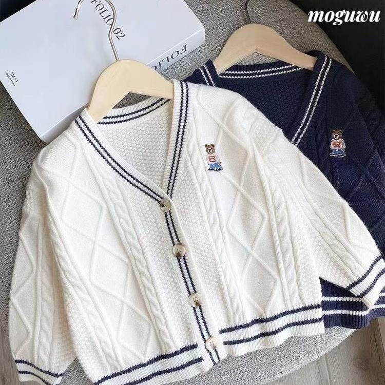 เสื้อคาร์ดิแกน/สเวตเตอร์เด็กชาย 2023ฤดูใบไม้ร่วงใหม่สไตล์อังกฤษวิทยาลัยเสื้อกันหนาวการ์ตูนอเนกประสงค์Western JACKET