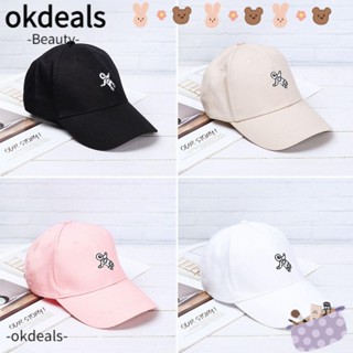 Okdeals หมวกเบสบอล ปักลาย ปรับได้ สีพื้น