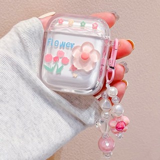 เคสหูฟังไร้สาย แบบใส ลายดอกไม้ 3D สําหรับ AirPods 1 2 3 AirPods Pro 2