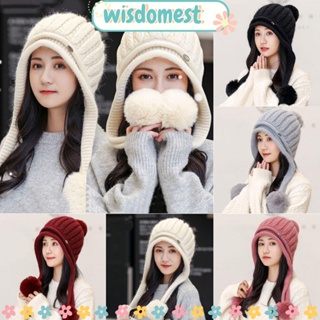 WISDOMEST หมวกบีนนี่ ลําลอง ขนเฟอร์เทียม ให้ความอบอุ่น แฟชั่นฤดูหนาว สําหรับผู้หญิง