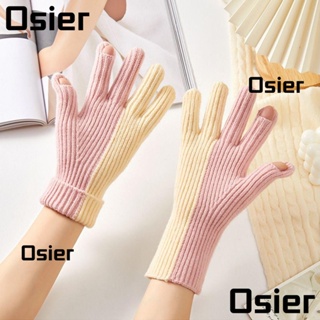 Osier1 ถุงมือผ้าถัก กันลม กันความหนาว ให้ความอบอุ่น แฟชั่นฤดูหนาว สําหรับผู้หญิง