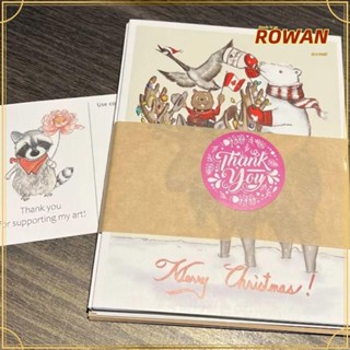 Rowans การ์ดกระดาษ ทรงสี่เหลี่ยม ลายสัตว์น่ารัก DIY สําหรับของขวัญคริสต์มาส ปาร์ตี้