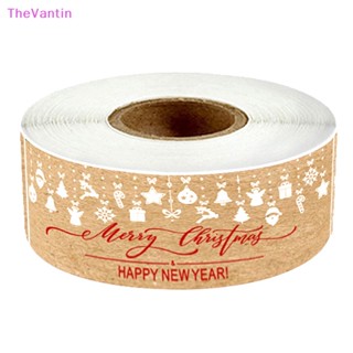 Thevantin สติกเกอร์ฉลาก ทรงสี่เหลี่ยมผืนผ้า ลาย Merry Christmas 150 ชิ้น ต่อม้วน