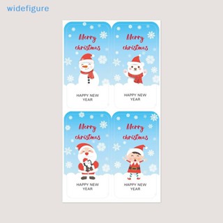 Widefigure สติกเกอร์ฉลาก ลาย Merry Christmas Thank You ทรงสี่เหลี่ยมผืนผ้า สําหรับติดตกแต่งกล่องของขวัญ งานแต่งงาน 100 ชิ้น