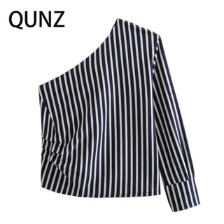 Qunz เสื้อเชิ้ตแฟชั่น ลายทาง อเนกประสงค์ 9779