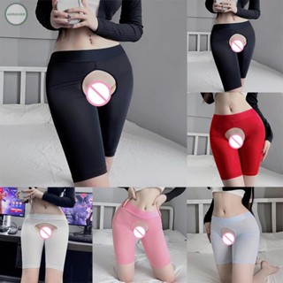 GORGEOUS~Bottoms Female Knee Length Open Croth Shorts Smooth Soild Color Tight Comfy