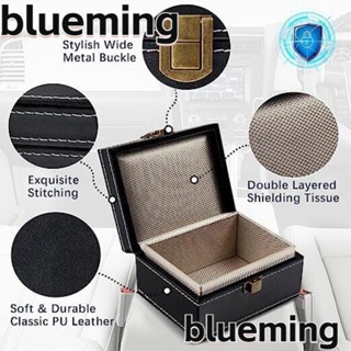 Blueming2 กระเป๋าเก็บกุญแจรถยนต์ หนัง Pu กันขโมย เพื่อความปลอดภัย ใช้งานง่าย สีดํา