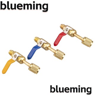 Blueming2 วาล์วบอลทองเหลือง ขนาดเล็ก 1/4 นิ้ว ปลอดภัย สีทอง สําหรับเครื่องปรับอากาศตู้เย็น R410A R22 ตัวเมีย เป็นตัวผู้ 3 ชิ้น