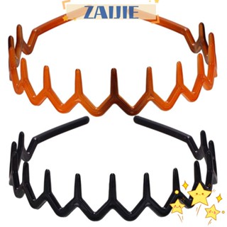 Zaijie24 ซิกแซก ที่คาดผม เครื่องประดับผม หวีผม ด้านข้างกว้าง ผู้หญิง ผู้ชาย แต่งหน้า ที่คาดผม