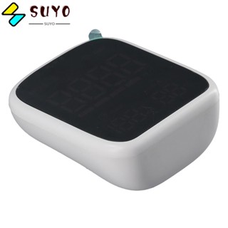 Suyo เครื่องตรวจจับคุณภาพอากาศ WiFi 3-in-1 มอนิเตอร์ PM2.5 สีขาว ฟังก์ชั่นปลุก จอแสดงผล LED อุณหภูมิความชื้น ตรวจสอบบ้าน สํานักงาน โรงเรียน