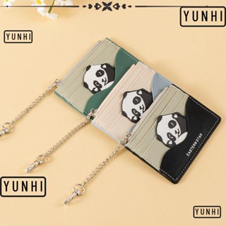 Yunhi กระเป๋าใส่เหรียญ หนัง PU ลายแพนด้าน่ารัก ใส่บัตรเครดิตได้หลายใบ แบบพกพา แฟชั่นสําหรับผู้หญิง