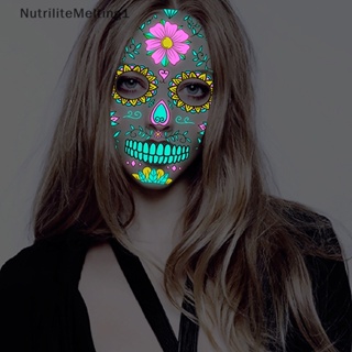 [NutriliteMelting1] สติกเกอร์รอยสัก เรืองแสง กันน้ํา ลายหัวกะโหลก Day Of The Dead สําหรับตกแต่งปาร์ตี้ฮาโลวีน [TH]