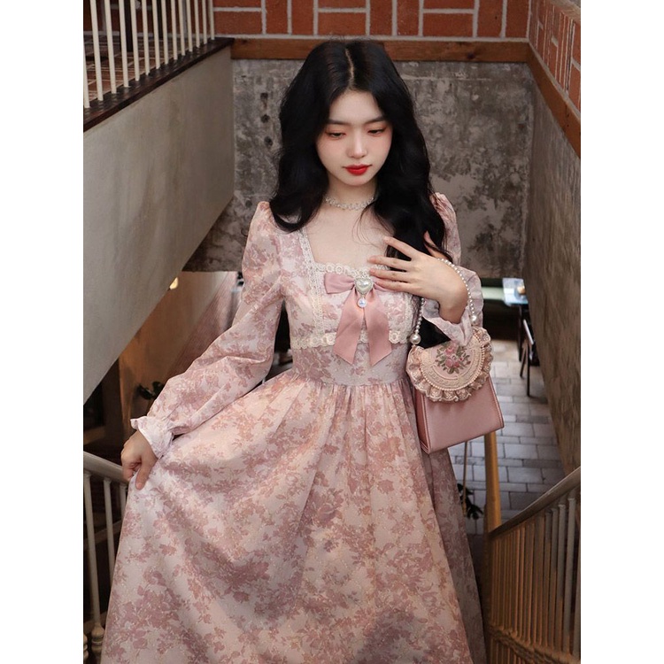 A.t.a ชุดเดรสกระโปรงยาว ผ้าชีฟอง พิมพ์ลายดอกไม้ สีชมพู สําหรับสตรี - รูปที่ 6