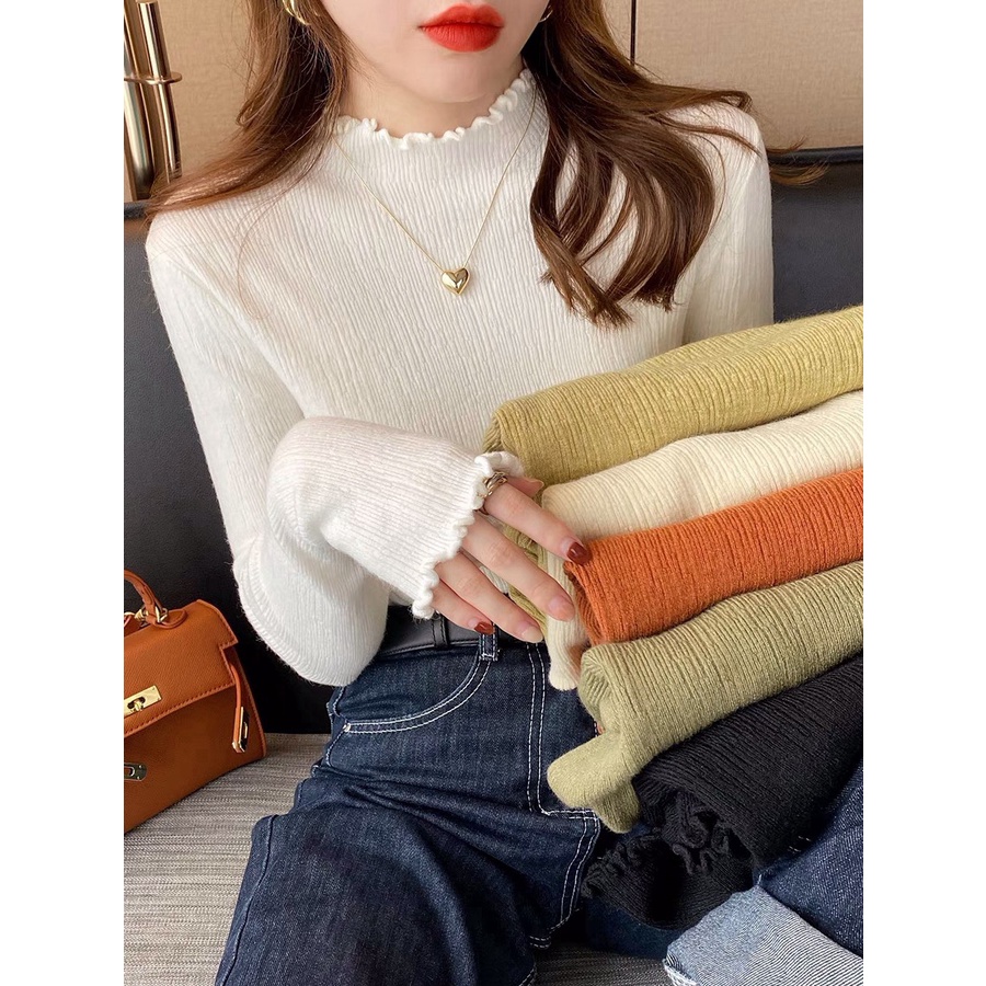 Suxi เสื้อกันหนาว แขนยาว คอสูง เข้ารูป สไตล์เกาหลี ลําลอง ฤดูใบไม้ร่วง สําหรับผู้หญิง