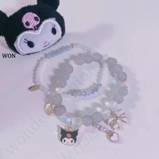 SANRIO สร้อยข้อมือคริสตัล ประดับไข่มุก รูปคิตตี้ เหมาะกับของขวัญวันวาเลนไทน์ แบบสร้างสรรค์ สําหรับเด็กผู้หญิง