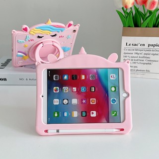 เคสซิลิกาเจล ลายการ์ตูนน่ารัก สีชมพู พร้อมขาตั้ง หมุนได้ 360 องศา สําหรับ IPad Mini 4 5 6 8.3 นิ้ว IPad Mini 1 2 3